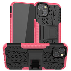 Custodia Silicone e Plastica Opaca Cover con Supporto A07 per Apple iPhone 13 Rosa Caldo
