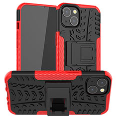 Custodia Silicone e Plastica Opaca Cover con Supporto A07 per Apple iPhone 13 Rosso