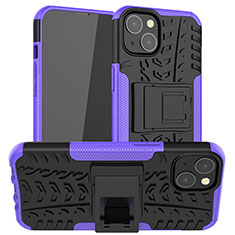 Custodia Silicone e Plastica Opaca Cover con Supporto A07 per Apple iPhone 13 Viola