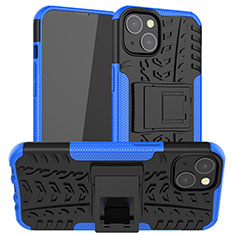 Custodia Silicone e Plastica Opaca Cover con Supporto A07 per Apple iPhone 14 Blu