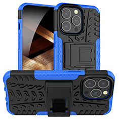 Custodia Silicone e Plastica Opaca Cover con Supporto A07 per Apple iPhone 14 Pro Blu