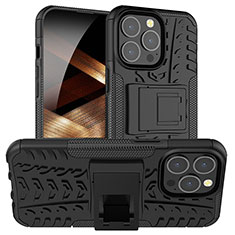 Custodia Silicone e Plastica Opaca Cover con Supporto A07 per Apple iPhone 14 Pro Max Nero