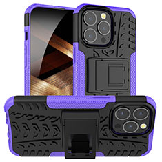 Custodia Silicone e Plastica Opaca Cover con Supporto A07 per Apple iPhone 14 Pro Viola