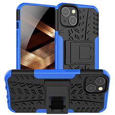 Custodia Silicone e Plastica Opaca Cover con Supporto A07 per Apple iPhone 15 Blu