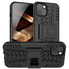 Custodia Silicone e Plastica Opaca Cover con Supporto A07 per Apple iPhone 15 Nero