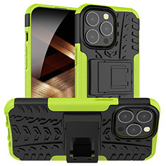 Custodia Silicone e Plastica Opaca Cover con Supporto A07 per Apple iPhone 15 Pro Max Verde