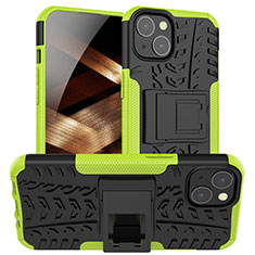 Custodia Silicone e Plastica Opaca Cover con Supporto A07 per Apple iPhone 15 Verde