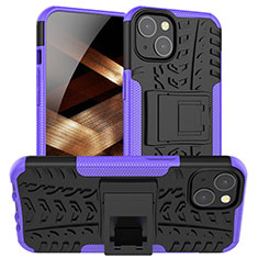 Custodia Silicone e Plastica Opaca Cover con Supporto A07 per Apple iPhone 15 Viola