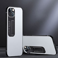 Custodia Silicone e Plastica Opaca Cover con Supporto A08 per Apple iPhone 13 Bianco