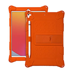 Custodia Silicone e Plastica Opaca Cover con Supporto H01 per Apple iPad 10.2 (2020) Arancione