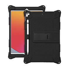 Custodia Silicone e Plastica Opaca Cover con Supporto H01 per Apple iPad 10.2 (2020) Nero