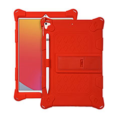 Custodia Silicone e Plastica Opaca Cover con Supporto H01 per Apple iPad 10.2 (2020) Rosso
