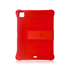Custodia Silicone e Plastica Opaca Cover con Supporto H01 per Apple iPad Pro 11 (2020) Rosso