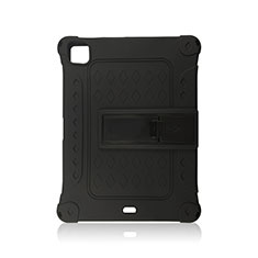 Custodia Silicone e Plastica Opaca Cover con Supporto H01 per Apple iPad Pro 11 (2021) Nero