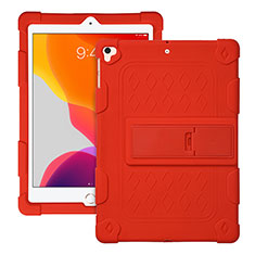Custodia Silicone e Plastica Opaca Cover con Supporto H01 per Apple iPad Pro 9.7 Rosso