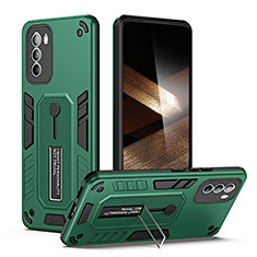 Custodia Silicone e Plastica Opaca Cover con Supporto H01P per Motorola Moto G41 Verde