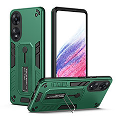 Custodia Silicone e Plastica Opaca Cover con Supporto H01P per Oppo A78 5G Verde