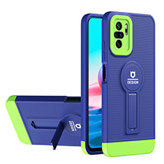 Custodia Silicone e Plastica Opaca Cover con Supporto H01P per Xiaomi Poco M5S Blu