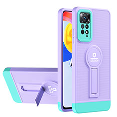 Custodia Silicone e Plastica Opaca Cover con Supporto H01P per Xiaomi Redmi Note 11 Pro 4G Viola