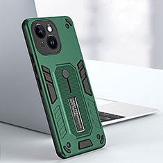 Custodia Silicone e Plastica Opaca Cover con Supporto H02X per Apple iPhone 14 Plus Verde