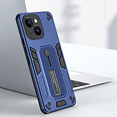 Custodia Silicone e Plastica Opaca Cover con Supporto H02X per Apple iPhone 15 Blu