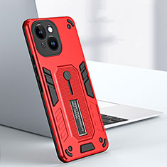 Custodia Silicone e Plastica Opaca Cover con Supporto H02X per Apple iPhone 15 Plus Rosso