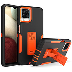 Custodia Silicone e Plastica Opaca Cover con Supporto J01S per Samsung Galaxy A12 Nacho Arancione