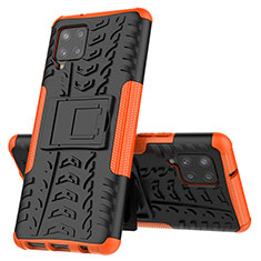 Custodia Silicone e Plastica Opaca Cover con Supporto J01X per Samsung Galaxy A42 5G Arancione