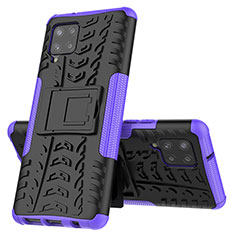 Custodia Silicone e Plastica Opaca Cover con Supporto J01X per Samsung Galaxy A42 5G Viola