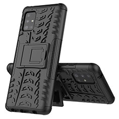 Custodia Silicone e Plastica Opaca Cover con Supporto J01X per Samsung Galaxy A51 4G Nero