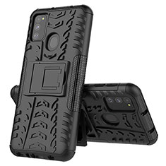 Custodia Silicone e Plastica Opaca Cover con Supporto J01X per Samsung Galaxy M30s Nero