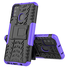 Custodia Silicone e Plastica Opaca Cover con Supporto J01X per Samsung Galaxy M30s Viola