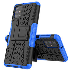 Custodia Silicone e Plastica Opaca Cover con Supporto J01X per Samsung Galaxy M31s Blu