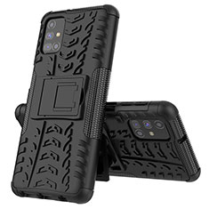 Custodia Silicone e Plastica Opaca Cover con Supporto J01X per Samsung Galaxy M31s Nero