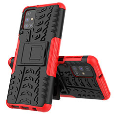 Custodia Silicone e Plastica Opaca Cover con Supporto J01X per Samsung Galaxy M31s Rosso