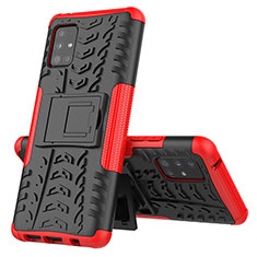 Custodia Silicone e Plastica Opaca Cover con Supporto J01X per Samsung Galaxy M40S Rosso