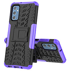 Custodia Silicone e Plastica Opaca Cover con Supporto J01X per Samsung Galaxy M52 5G Viola