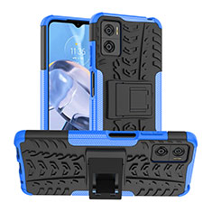 Custodia Silicone e Plastica Opaca Cover con Supporto JX1 per Motorola Moto E22 Blu