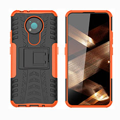 Custodia Silicone e Plastica Opaca Cover con Supporto JX1 per Nokia 3.4 Arancione
