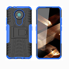 Custodia Silicone e Plastica Opaca Cover con Supporto JX1 per Nokia 3.4 Blu