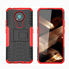 Custodia Silicone e Plastica Opaca Cover con Supporto JX1 per Nokia 3.4 Rosso