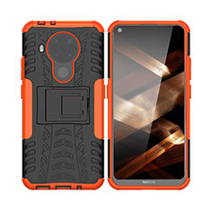 Custodia Silicone e Plastica Opaca Cover con Supporto JX1 per Nokia 5.4 Arancione