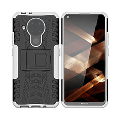 Custodia Silicone e Plastica Opaca Cover con Supporto JX1 per Nokia 5.4 Argento