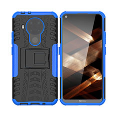 Custodia Silicone e Plastica Opaca Cover con Supporto JX1 per Nokia 5.4 Blu
