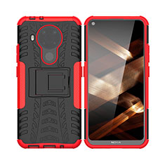 Custodia Silicone e Plastica Opaca Cover con Supporto JX1 per Nokia 5.4 Rosso