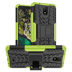 Custodia Silicone e Plastica Opaca Cover con Supporto JX1 per Nokia C100 Verde