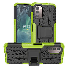 Custodia Silicone e Plastica Opaca Cover con Supporto JX1 per Nokia G11 Verde