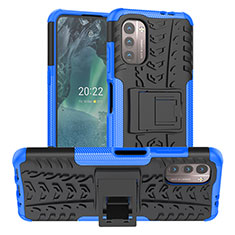 Custodia Silicone e Plastica Opaca Cover con Supporto JX1 per Nokia G21 Blu