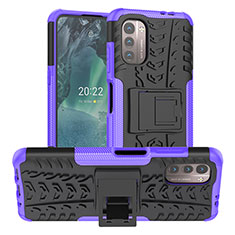 Custodia Silicone e Plastica Opaca Cover con Supporto JX1 per Nokia G21 Viola