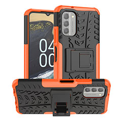 Custodia Silicone e Plastica Opaca Cover con Supporto JX1 per Nokia G400 5G Arancione